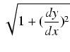 $\displaystyle \sqrt{{1 + (\frac{dy}{dx})^2}}$
